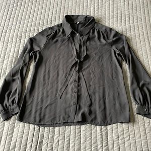 Express Size M Black Button Down Chiffon Long Sleeve Blouse